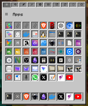 Inventory Apps tab with pixel icons