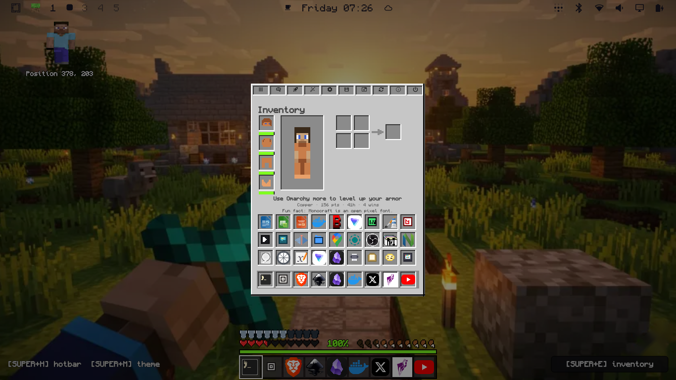 Inventory open over the game world